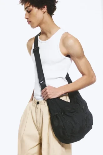 Umhängetasche mit Tasche – Schwarz