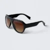 Unisex-Sonnenbrille im Pilotenstil – Schwarz – Braune Gläser Unisex-Sonnenbrille im Pilotenstil – Schwarz – Braune Gläser
