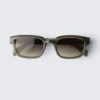 Unisex-Sonnenbrille mit markantem rechteckigem Rahmen – Dunkelgrün