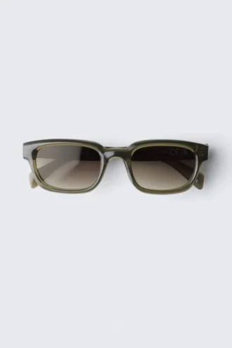 Unisex-Sonnenbrille mit markantem rechteckigem Rahmen – Dunkelgrün