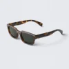 Unisex-Sonnenbrille mit markantem rechteckigem Rahmen – Schildpatt – dunkle Gläser Unisex-Sonnenbrille mit markantem rechteckigem Rahmen – Schildpatt – dunkle Gläser