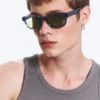 Unisex-Sonnenbrille mit markantem rechteckigem Rahmen – Staubiges Hellgrau Unisex-Sonnenbrille mit markantem rechteckigem Rahmen – Staubiges Hellgrau