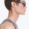 Unisex-Sonnenbrille mit markantem rechteckigem Rahmen – Staubiges Hellgrau Unisex-Sonnenbrille mit markantem rechteckigem Rahmen – Staubiges Hellgrau