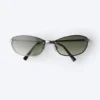 Unisex-Sonnenbrille mit ovalem Metallrahmen – Dunkelgrün Unisex-Sonnenbrille mit ovalem Metallrahmen – Dunkelgrün