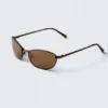 Unisex-Sonnenbrille mit ovalem Metallrahmen – Messing – braune Gläser Unisex-Sonnenbrille mit ovalem Metallrahmen – Messing – braune Gläser