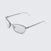 Unisex-Sonnenbrille mit ovalem Metallrahmen – Silber – Blaulichtfiltergläser Unisex-Sonnenbrille mit ovalem Metallrahmen – Silber – Blaulichtfiltergläser