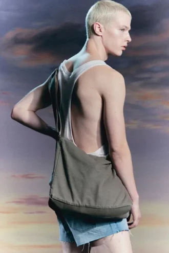 Unisex-Umhängetasche aus Canvas – Khaki-Grün