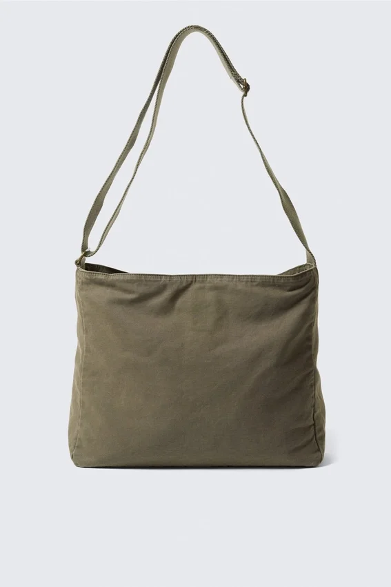 Unisex-Umhängetasche aus Canvas – Khaki-Grün Unisex-Umhängetasche aus Canvas – Khaki-Grün
