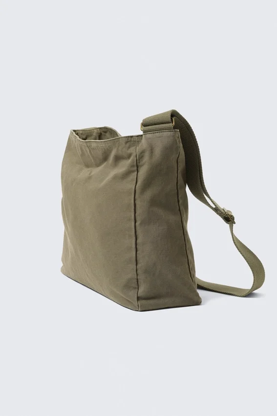 Unisex-Umhängetasche aus Canvas – Khaki-Grün Unisex-Umhängetasche aus Canvas – Khaki-Grün