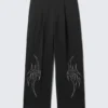 Uno Loose bestickte Anzughose – bestickt, schwarz Uno Loose bestickte Anzughose – bestickt, schwarz