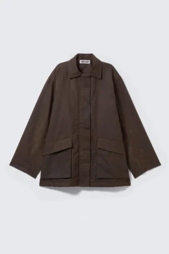 Utility-Jacke aus gewachster Baumwolle – Dunkelbraun