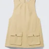 Utility-Mini-Trägerkleid aus Baumwoll-Canvas – Hellgelb Utility-Mini-Trägerkleid aus Baumwoll-Canvas – Hellgelb