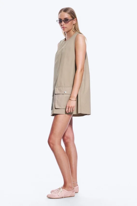 Utility-Minikleid aus Baumwoll-Canvas – Beige Utility-Minikleid aus Baumwoll-Canvas – Beige