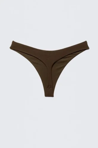 V-förmiger String-Bikini-Slip – Dunkelbraun