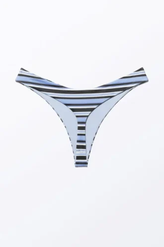V-förmiger String-Bikini-Slip – gestreift, blau