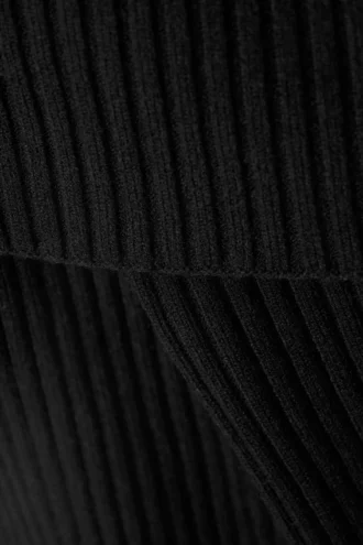 Vanna Off-Shoulder-Strickjacke mit Reißverschluss – Schwarz Vanna Off-Shoulder-Strickjacke mit Reißverschluss – Schwarz