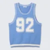 Varsity-Strick-Tanktop – Hellblau & Weiß – 92 Varsity-Strick-Tanktop – Hellblau & Weiß – 92