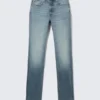 Vega Curve Slim-Fit-Jeans mit hoher Taille – Blue Horses – Mittelblau