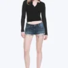 Venus ausgefranste Low-Rise-Jeans-Hotpants – Blue Hymn – Mittelblau Venus ausgefranste Low-Rise-Jeans-Hotpants – Blue Hymn – Mittelblau