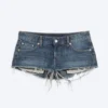 Venus ausgefranste Low-Rise-Jeans-Hotpants – Blue Hymn – Mittelblau Venus ausgefranste Low-Rise-Jeans-Hotpants – Blue Hymn – Mittelblau