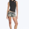 Venus Frayed Low Rise Denim Hotpants – Arizona Blue – Mittelblau Venus Frayed Low Rise Denim Hotpants – Arizona Blue – Mittelblau