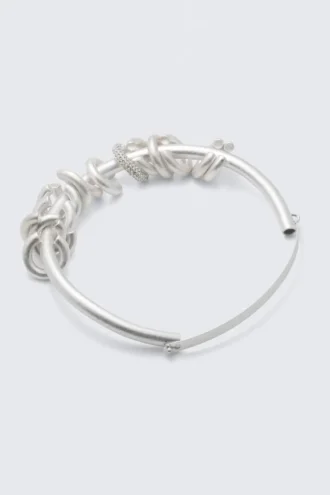 Versilberte Mehrring-Halskette – Silber