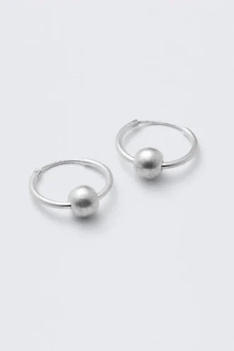 Versilberte Perlen-Creolen – Silber