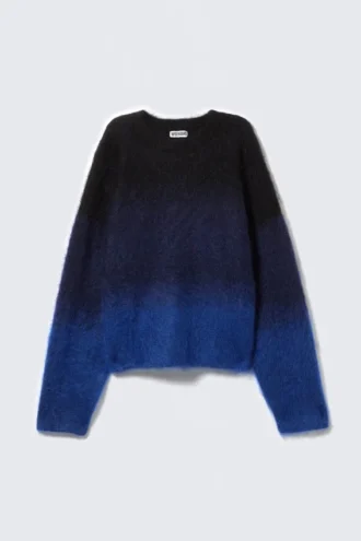 Verwaschener Pullover aus Mohairmischung – Schwarz/Blau verwaschen