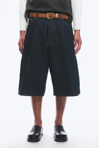 Void Mid Rise Loose Long Denim Shorts – Blue Rinse – Dunkelblau