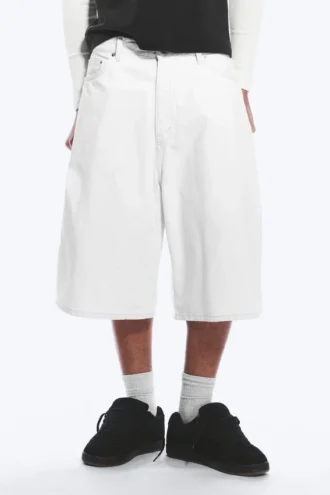 Void Mid Rise Loose Long Denim Shorts – Dirty White – Weiß