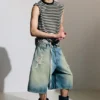 Void Mid Rise Loose Long Denim Shorts – Honey Blue – Hellblau Void Mid Rise Loose Long Denim Shorts – Honey Blue – Hellblau
