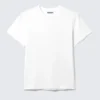 Vorgewaschenes Baumwoll-T-Shirt mit kurzen Ärmeln – Weiß Vorgewaschenes Baumwoll-T-Shirt mit kurzen Ärmeln – Weiß
