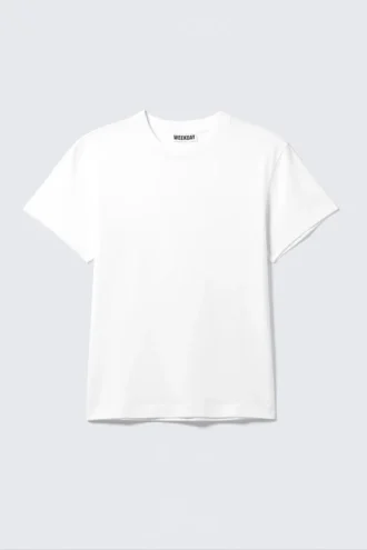 Vorgewaschenes Baumwoll-T-Shirt mit kurzen Ärmeln – Weiß