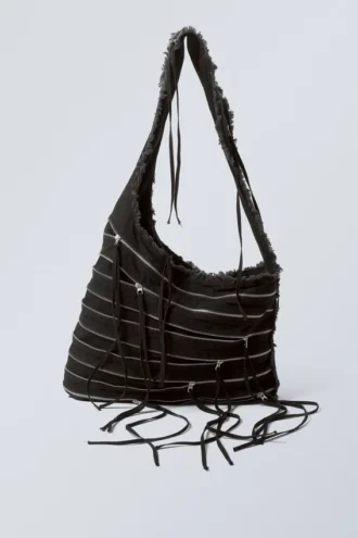 Washed Denim Multi Zip Tasche – Schwarz