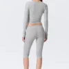 Weiche Capri-Leggings mit mittlerer Leibhöhe – Grau meliert Weiche Capri-Leggings mit mittlerer Leibhöhe – Grau meliert