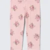 Weiche Capri-Leggings mit mittlerer Leibhöhe – Hellrosa – Blumenmuster Weiche Capri-Leggings mit mittlerer Leibhöhe – Hellrosa – Blumenmuster