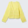 Weiche, einreihige Strickjacke – Hellgelb Weiche, einreihige Strickjacke – Hellgelb