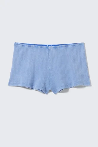 Weiche Pointelle-Pyjama-Shorts – Staubblau