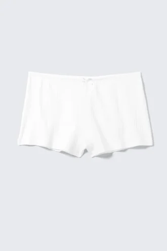 Weiche Pyjama-Shorts aus Pointelle – Weiß
