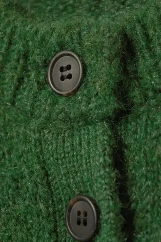 Weiche, schmal geschnittene Strickjacke aus Wollmischung – Dunkelgrün