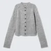 Weiche, schmal geschnittene Strickjacke aus Wollmischung – Grau meliert Weiche, schmal geschnittene Strickjacke aus Wollmischung – Grau meliert