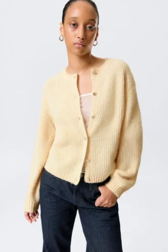 Weiche Strickjacke – Hellgelb