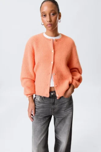 Weiche Strickjacke – Hellorange