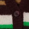 Weiche Strickjacke mit V-Ausschnitt – Streifen in Pflaume/Grün/Beige