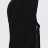 Weiche Strickkapuzenjacke mit Reißverschluss – Schwarz Weiche Strickkapuzenjacke mit Reißverschluss – Schwarz