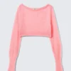 Weicher, kurz geschnittener Pyjama-Pullover – Rosa Weicher, kurz geschnittener Pyjama-Pullover – Rosa