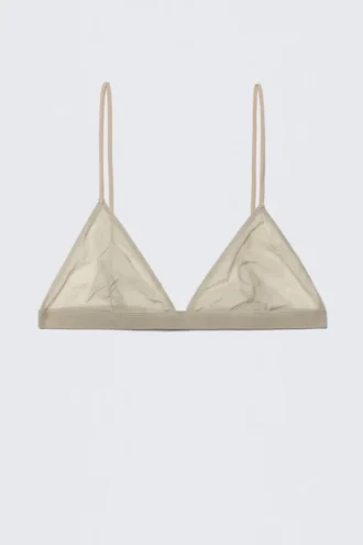 Weicher Triangel-BH aus Mesh – Beige