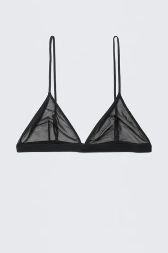 Weicher Triangel-BH aus Mesh – Schwarz