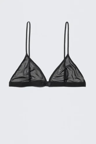 Weicher Triangel-BH aus Mesh – Schwarz