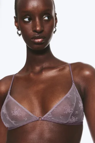 Weicher Triangel-BH aus Spitze – Dusty Lilac